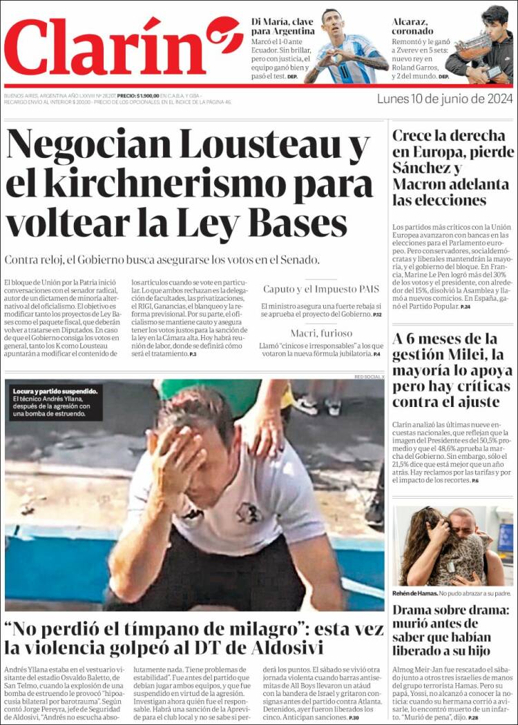 Portada de Clarín (Argentina)