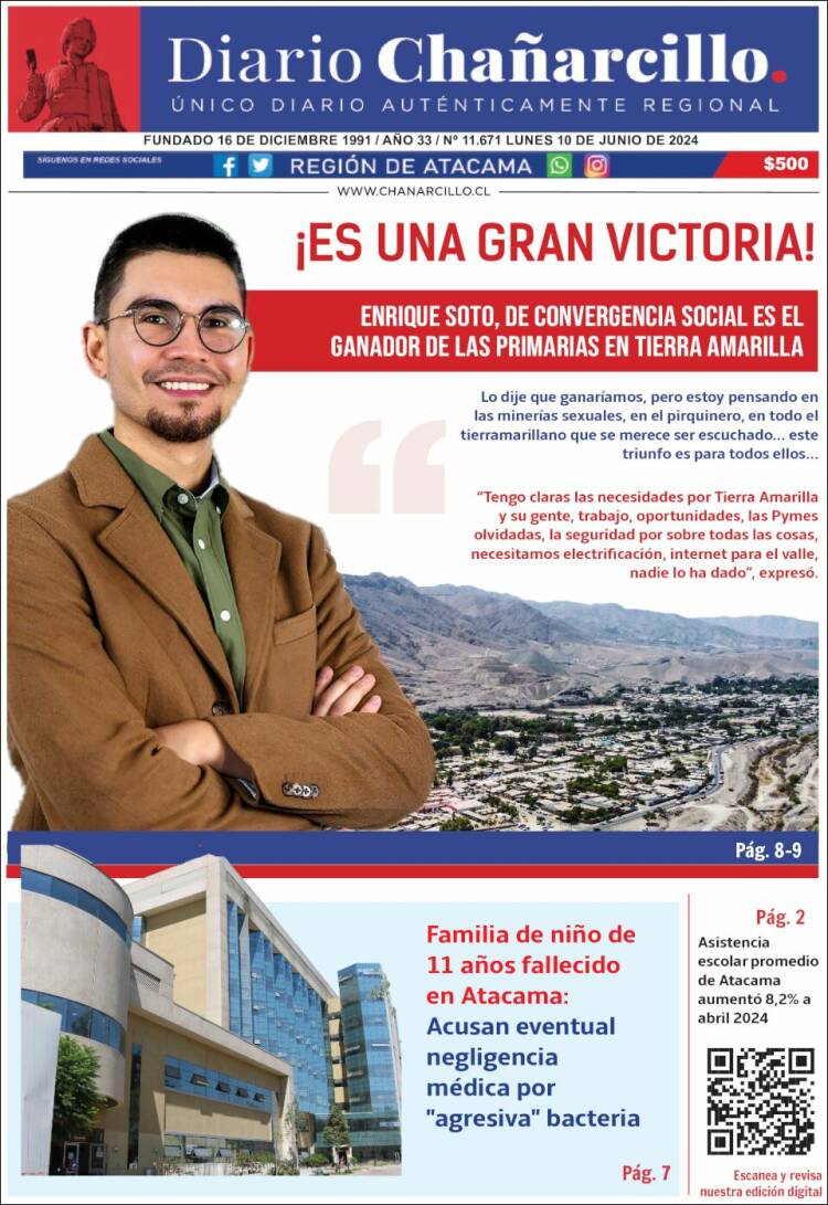 Portada de Diario Chañarcillo (Chile)