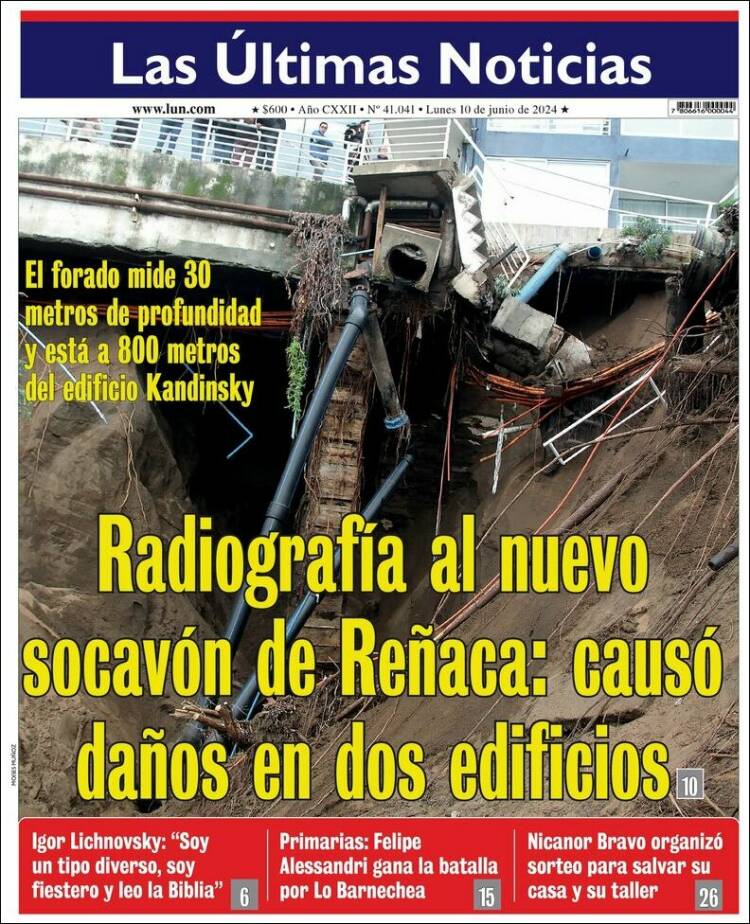 Portada de Las Últimas Noticias (Chile)