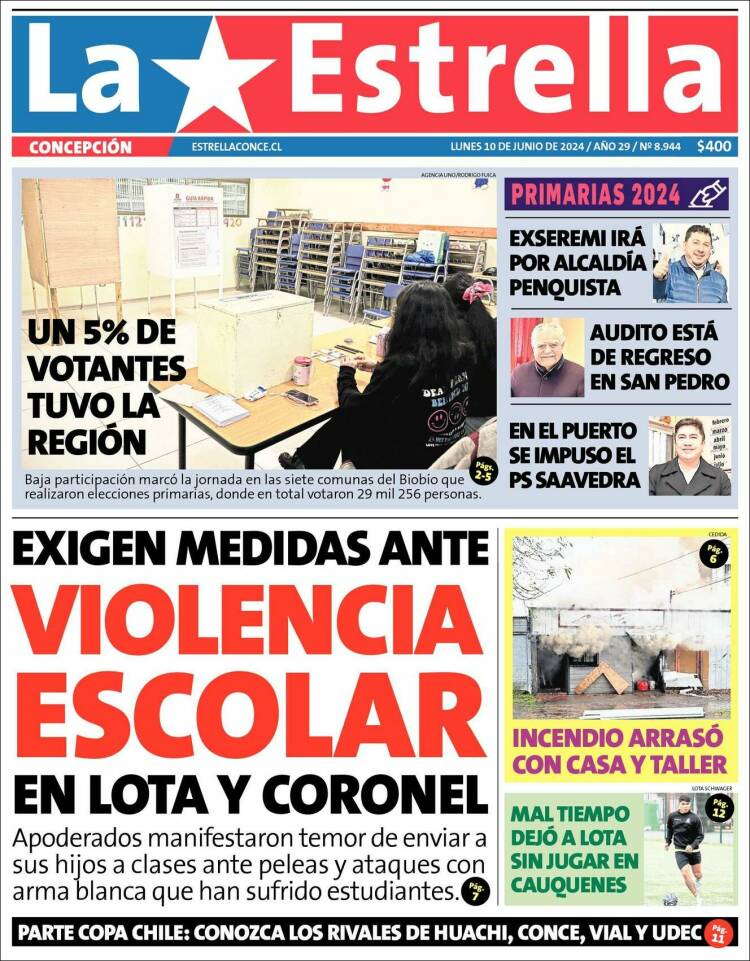 Portada de La Estrella de Concepción (Chile)