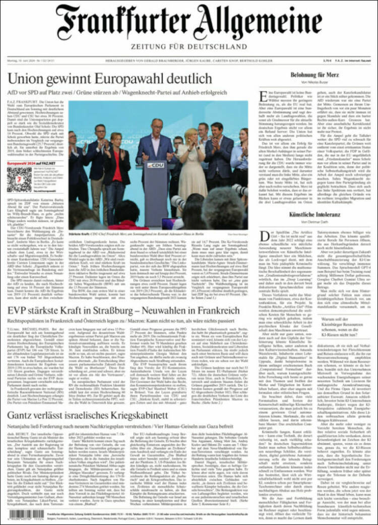 Portada de Frankfurter Allgemeine (Alemania)