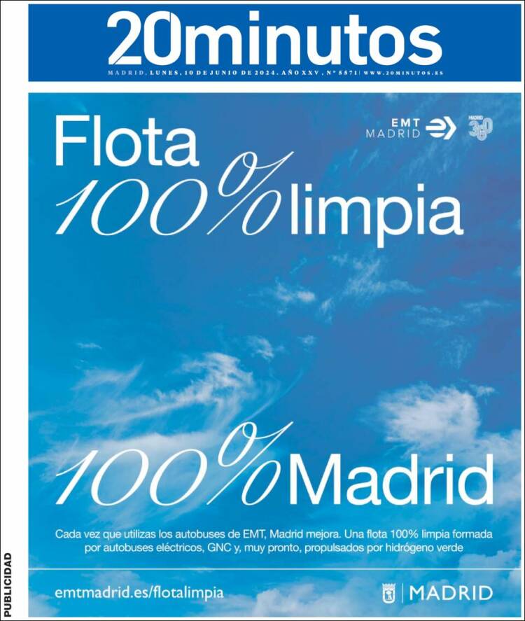 Portada de 20 Minutos - Madrid (España)