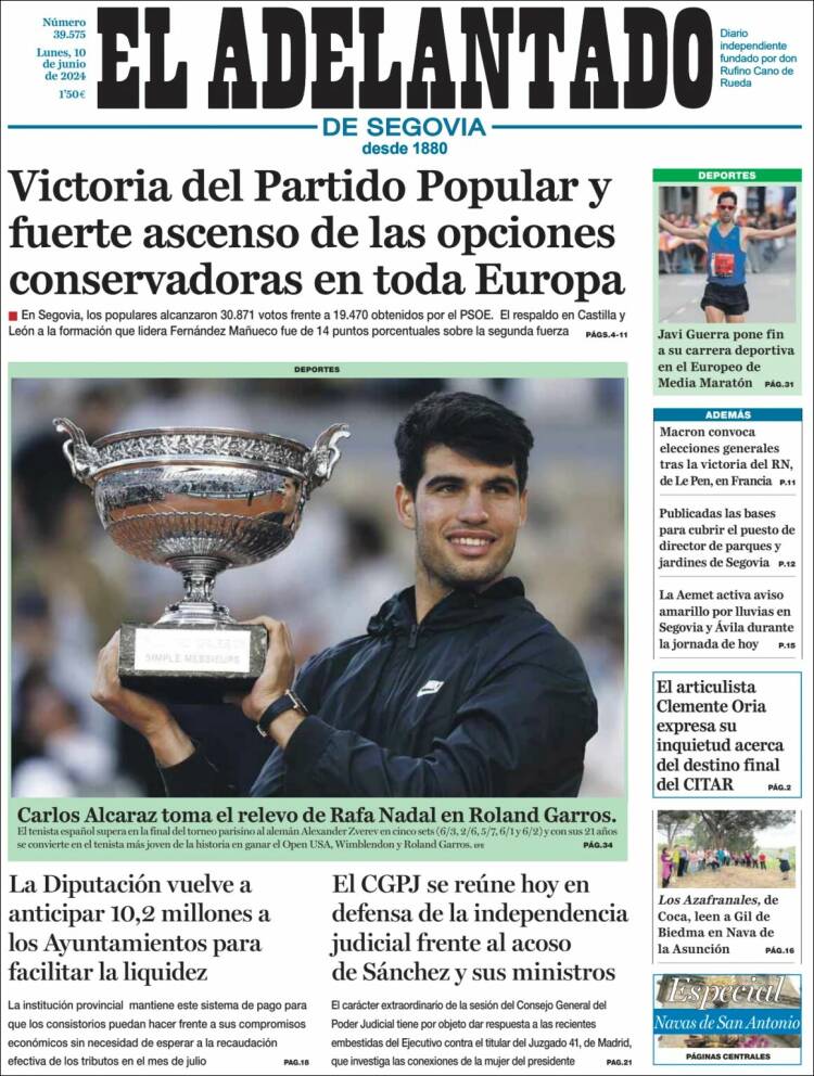 Portada de El Adelantado de Segovia (España)