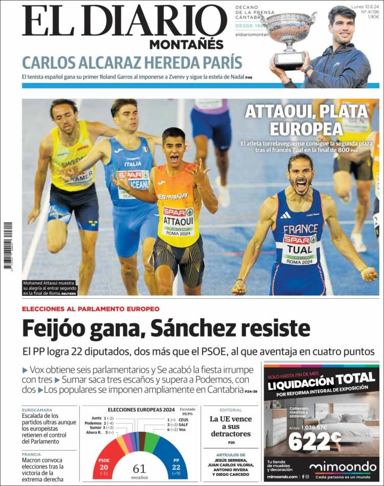Portada de El Diario Montañés (España)