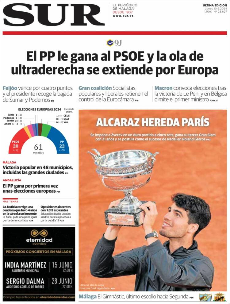 Portada de Diario el Sur (España)