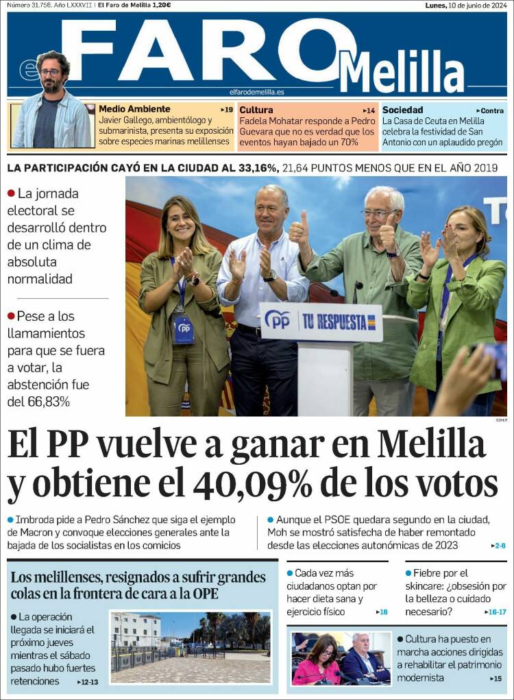 Portada de El Faro de Melilla (España)