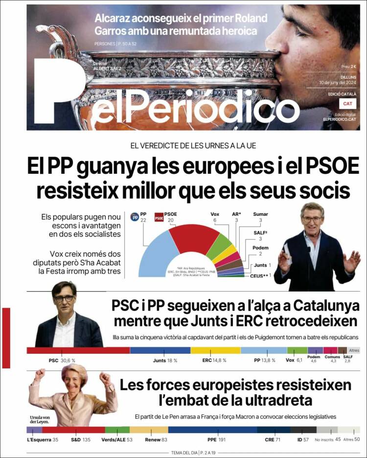 Portada de El Periódico de Catalunya (España)