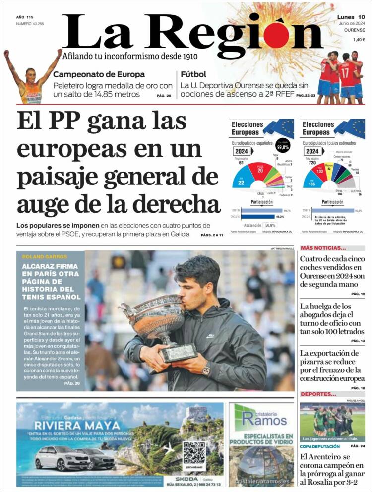 Portada de La Región de Ourense (España)