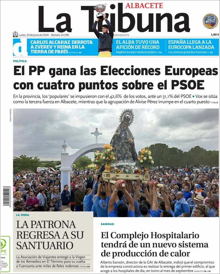 Portada de La Tribuna de Albacete (España)