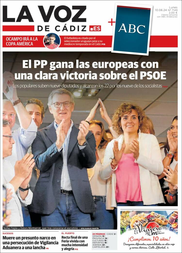 Portada de La Voz de Cádiz (España)