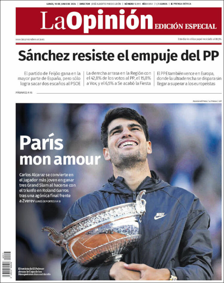 Portada de La Opinión de Murcia (España)