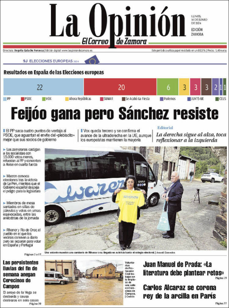 Portada de La Opinión - El Correo de Zamora (España)