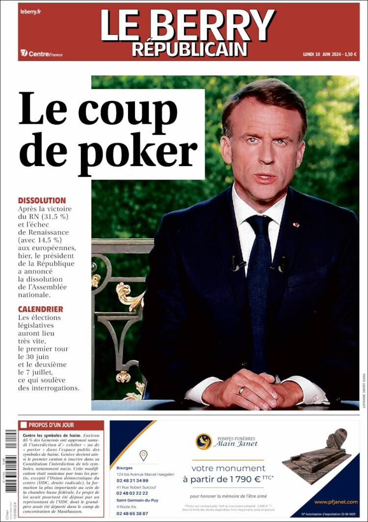 Portada de Berry Republicain (Francia)