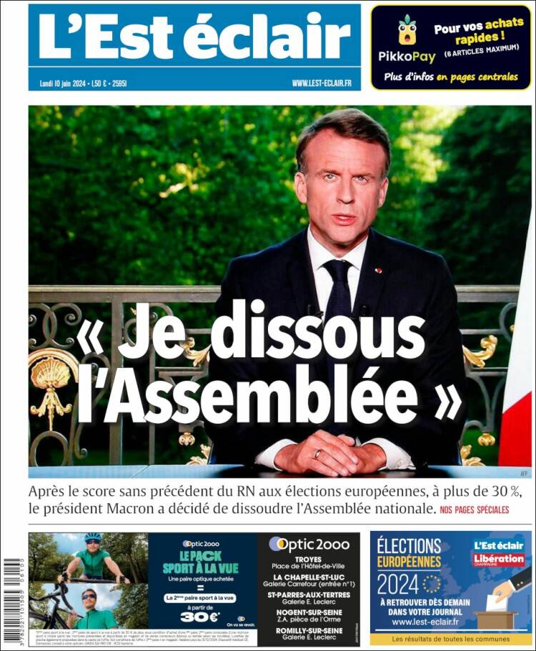 Portada de L'Est Eclair (Francia)