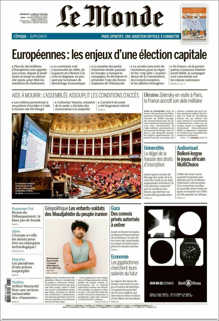 Portada de Le Monde (Francia)
