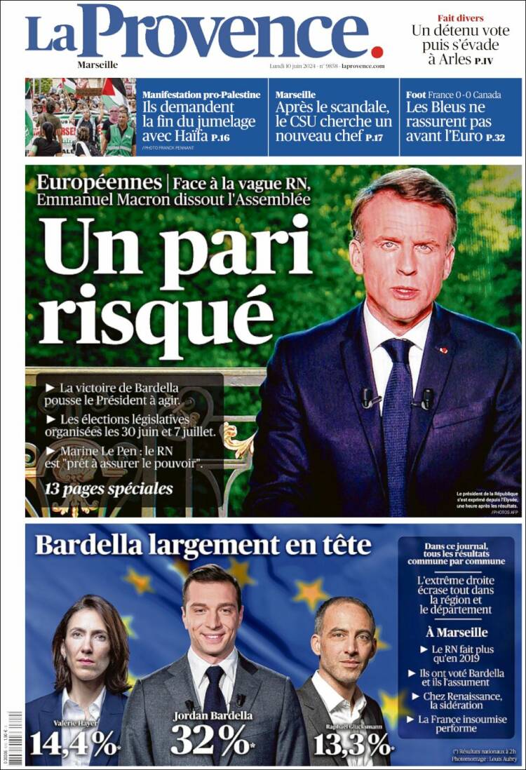 Portada de La Provence (Francia)