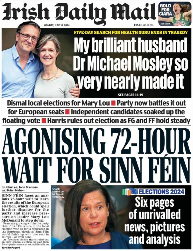 Portada de Irish Daily Mail (Irlanda)