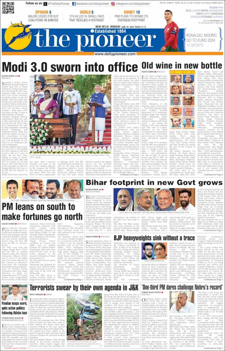 Portada de The Pioneer (India)