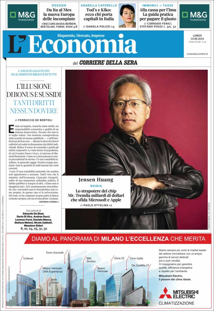 Portada de L'Economia (Italia)