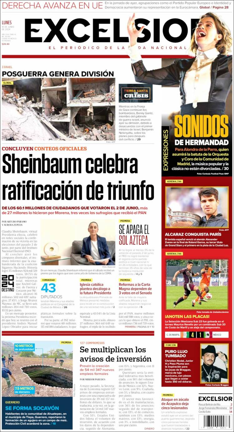 Portada de Excelsior (M&eacute;xico)