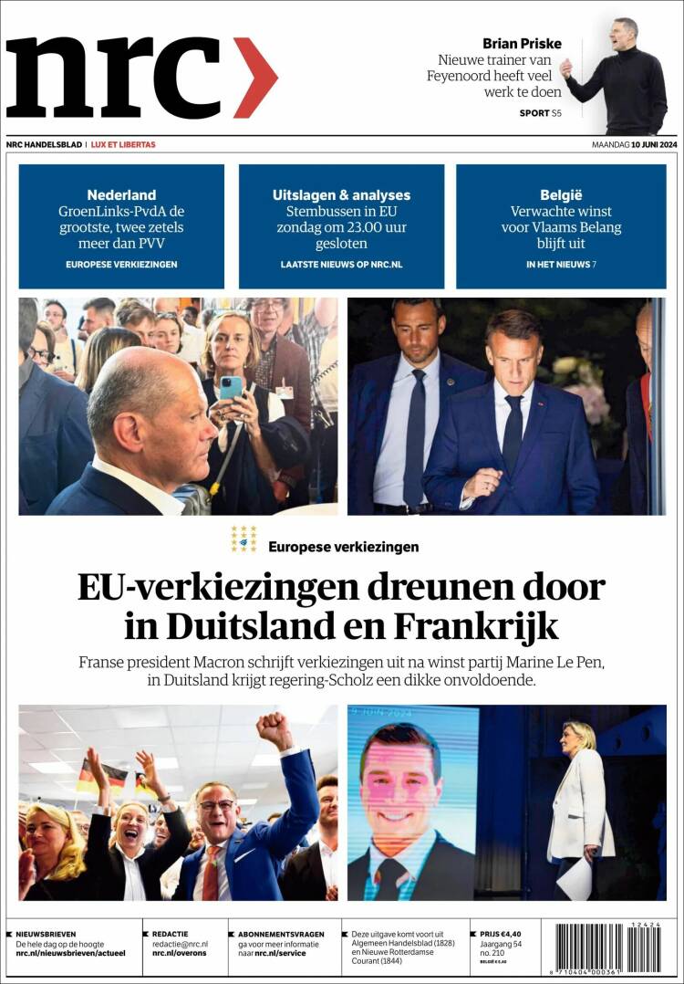 Portada de NRC Handelsblad (Pa&iacute;ses Bajos)