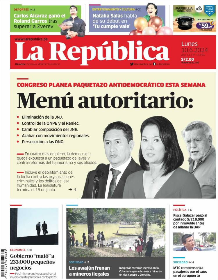 Portada de La Republica (Per&uacute;)