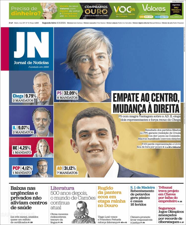 Portada de Jornal de Notícias (Portugal)