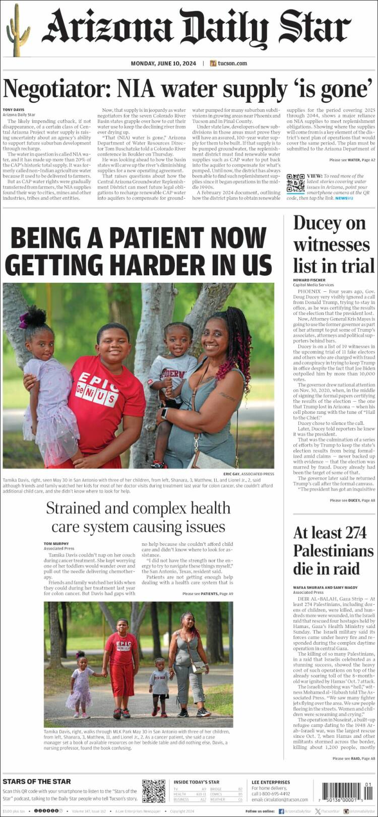 Portada de Arizona Daily Star (USA)