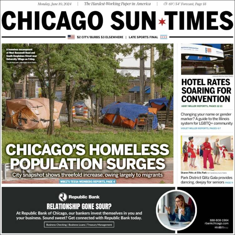 Portada de Chicago Sun-Times (USA)