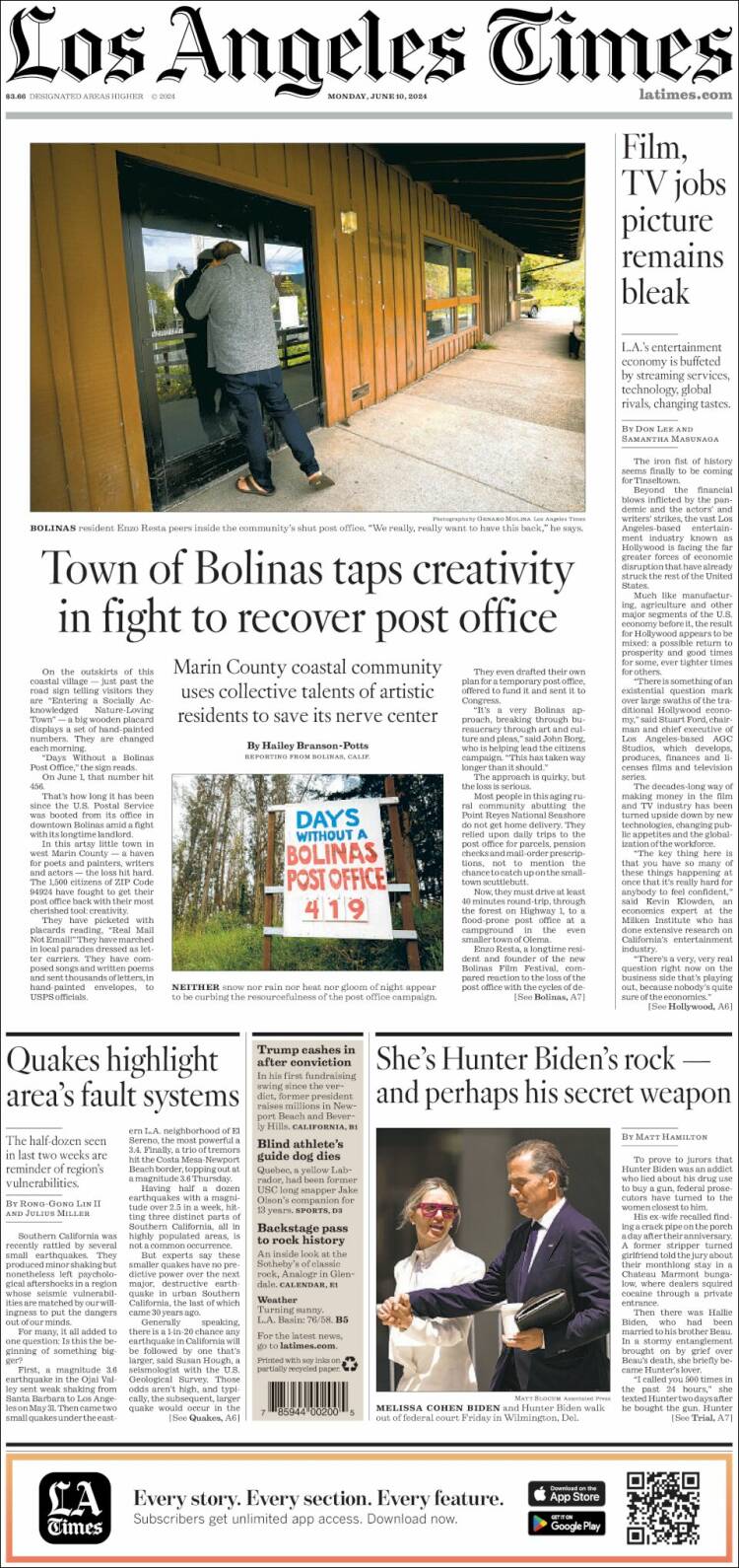 Portada de Los Angeles Times (USA)