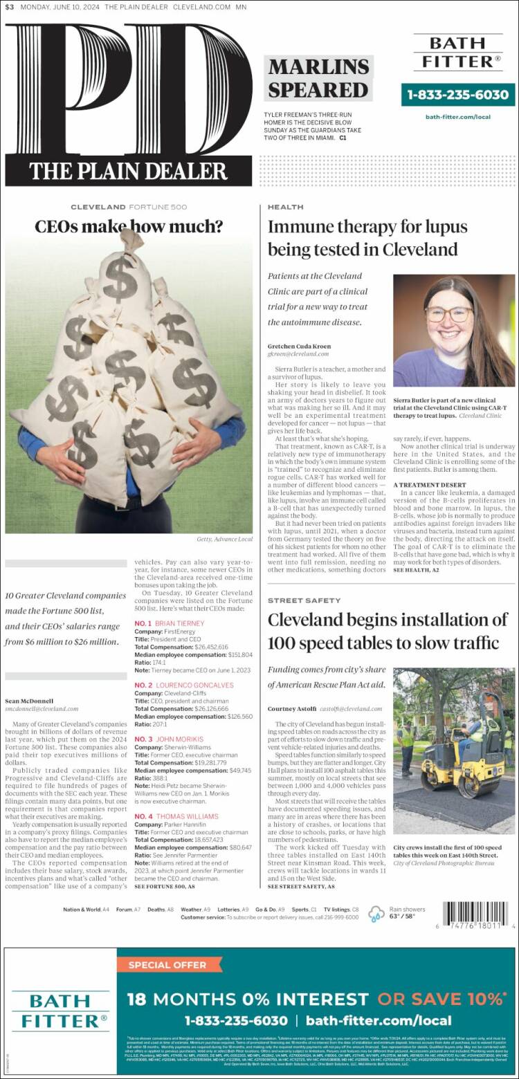 Portada de The Plain Dealer (USA)