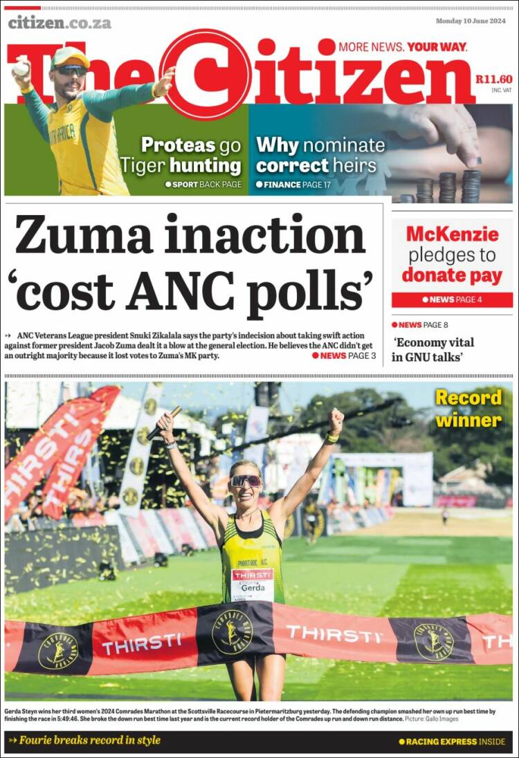 Portada de The Citizen (Sud&aacute;frica)