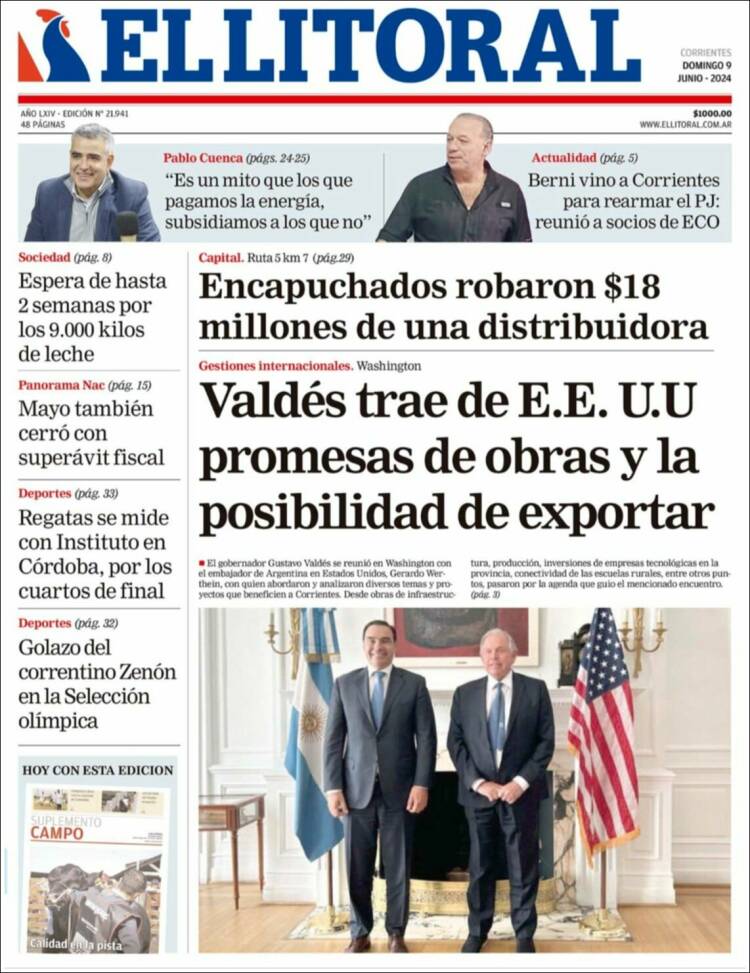 Portada de El Litoral Corrientes (Argentina)