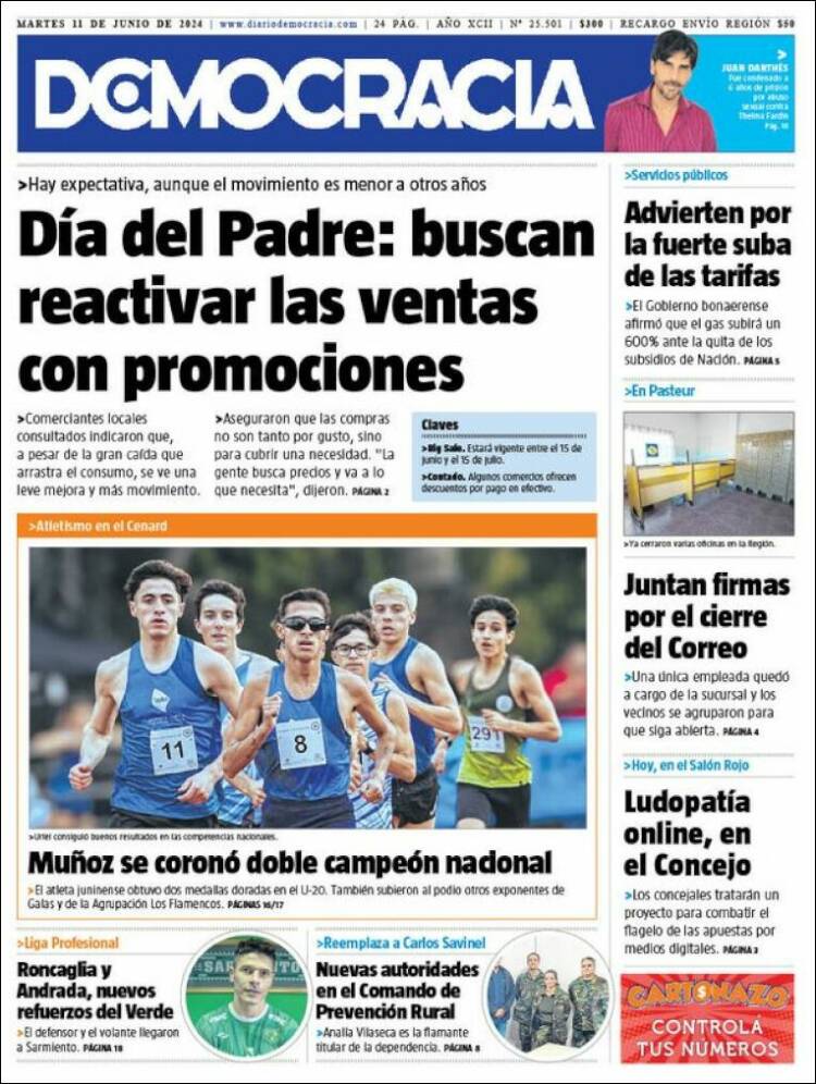 Portada de Diario Democracia (Argentina)