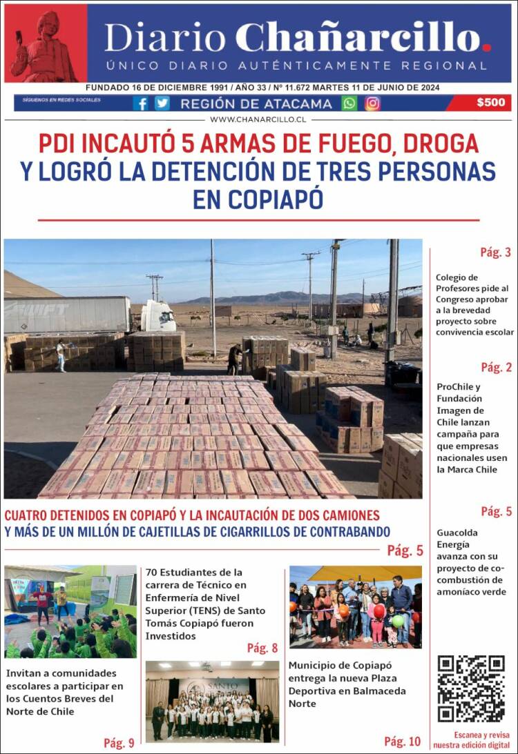 Portada de Diario Chañarcillo (Chile)