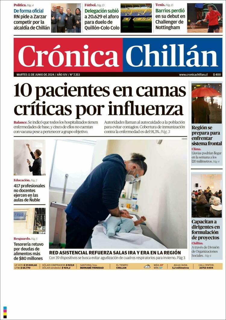 Portada de Crónica Chillán (Chile)
