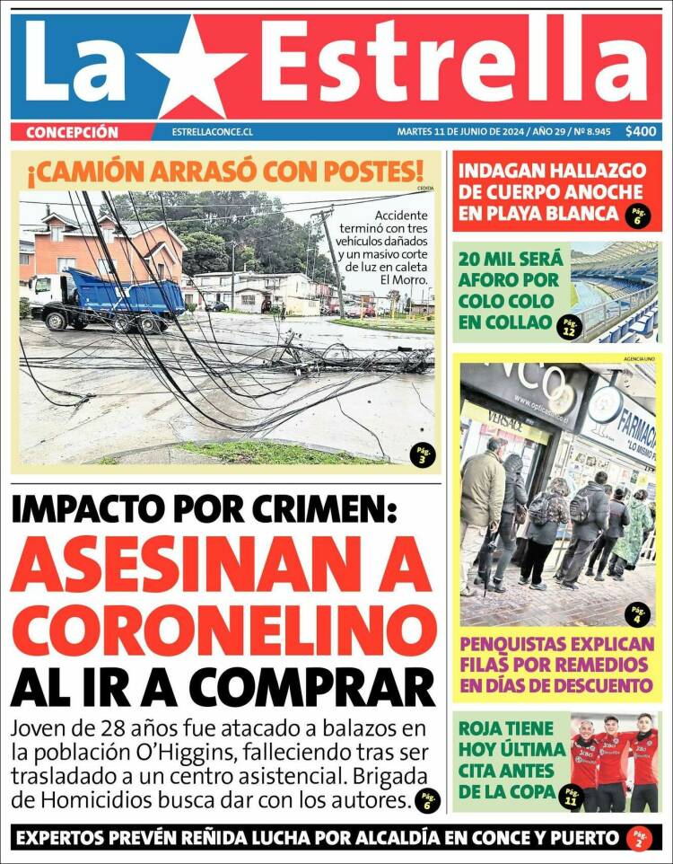 Portada de La Estrella de Concepción (Chile)