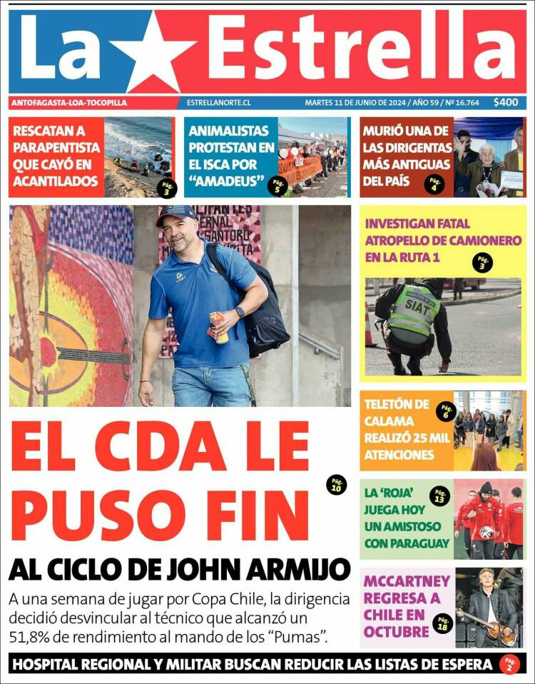 Portada de La Estrella de Tocopilla (Chile)