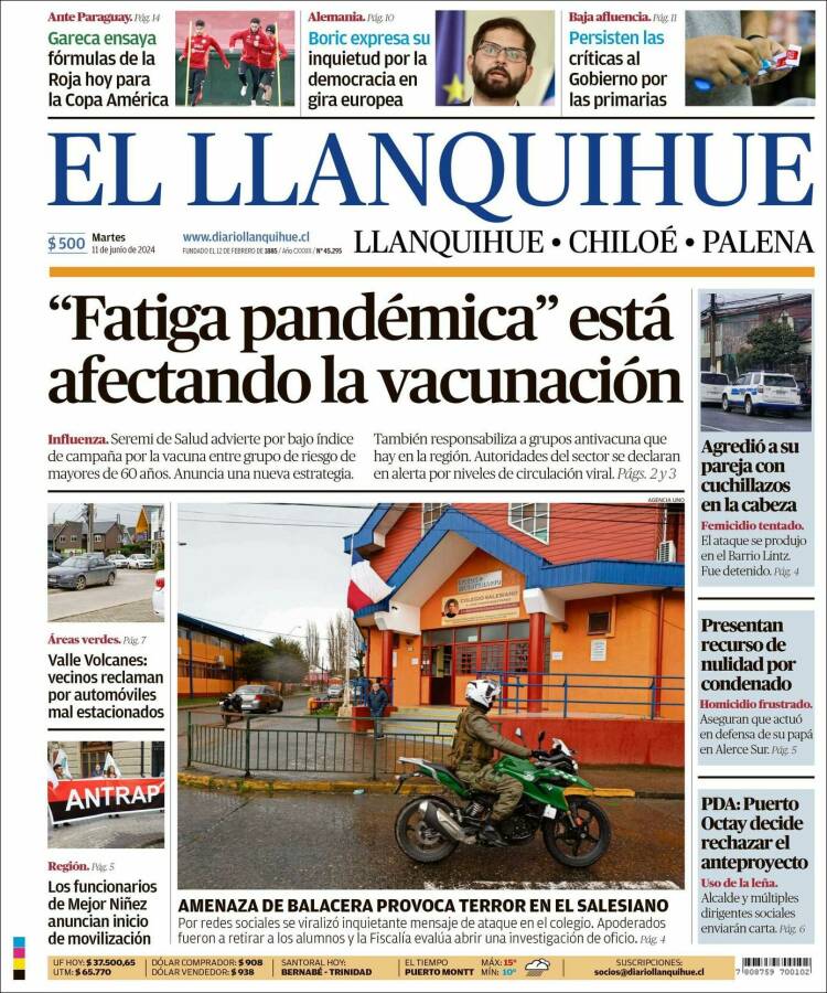 Portada de El Llanquihue (Chile)