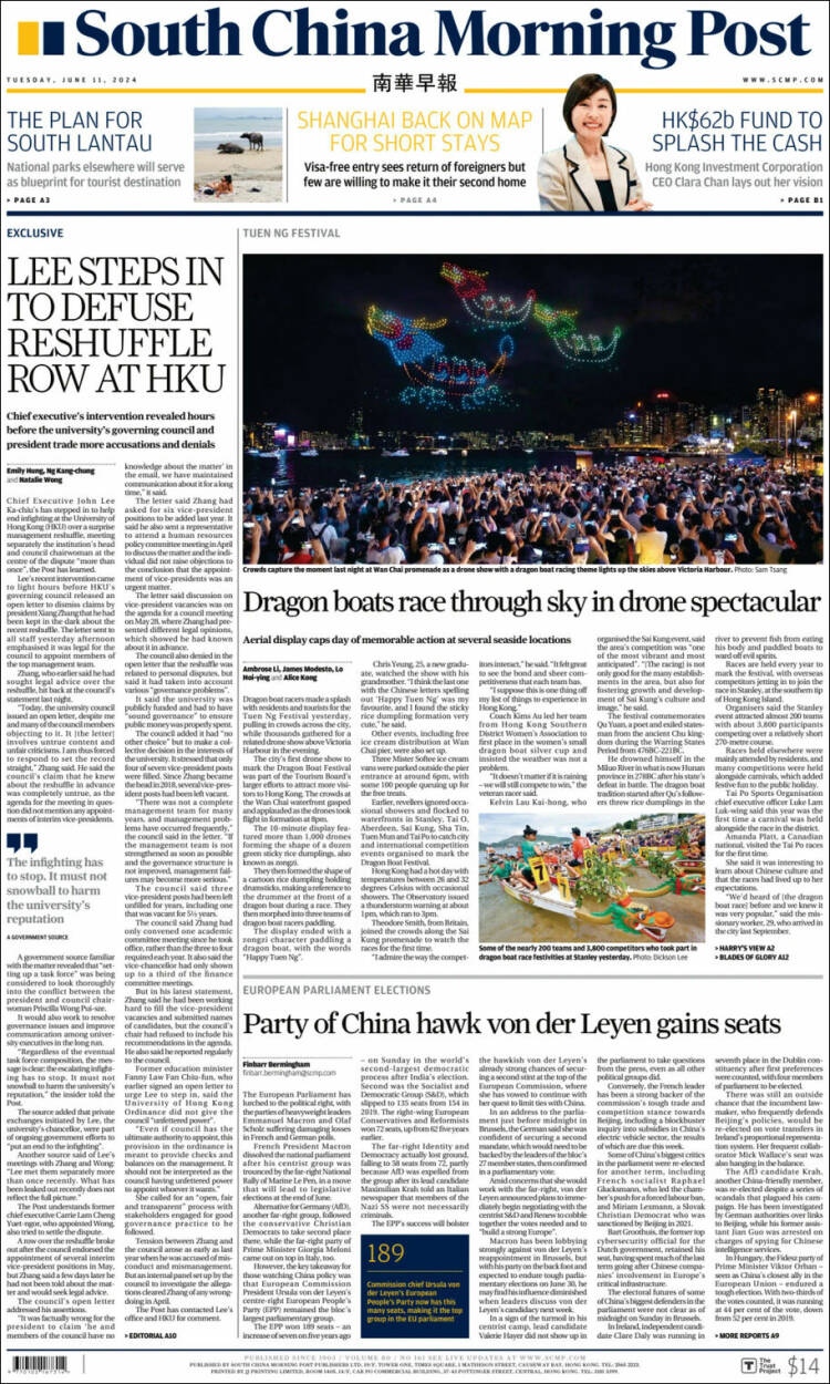 Portada de South China Morning Post (China)