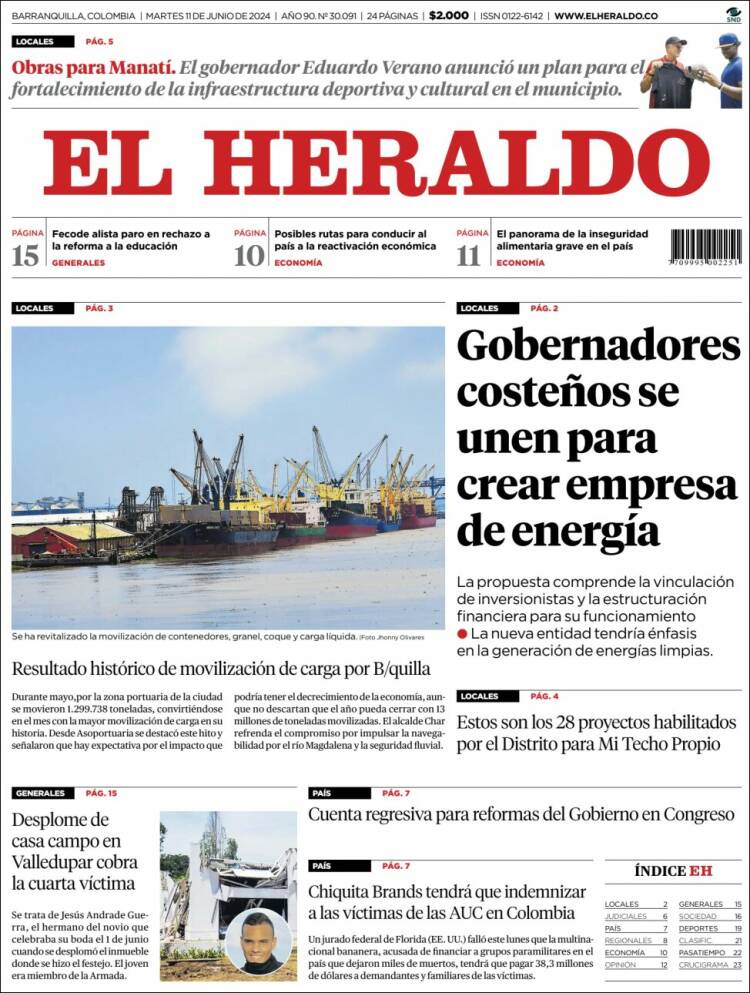 Portada de El Heraldo (Colombia)