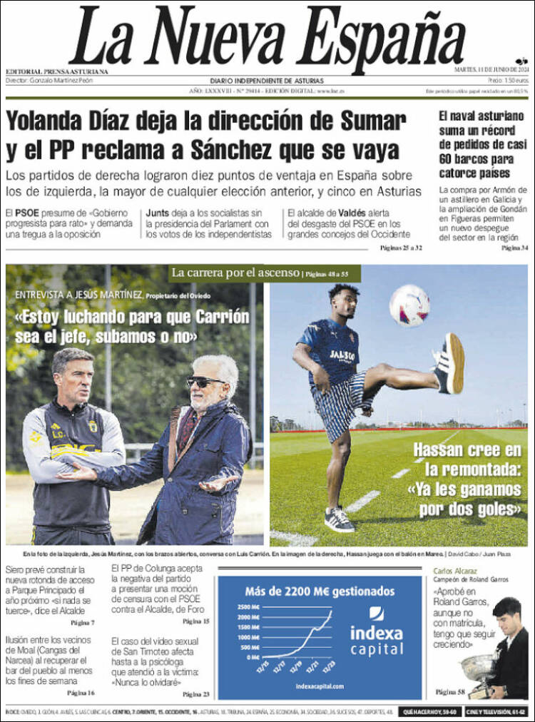 Portada de La Nueva España (Espa&ntilde;a)