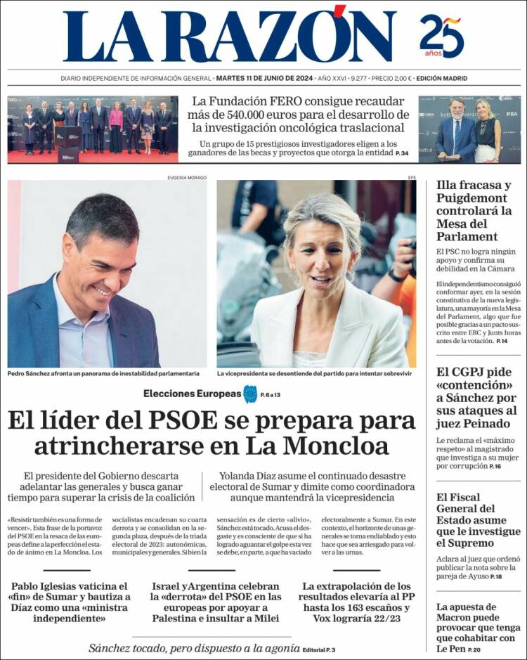 Portada de La Razón (Espa&ntilde;a)
