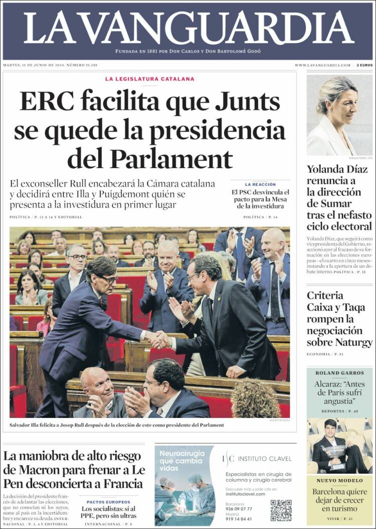 Portada de La Vanguardia (España)