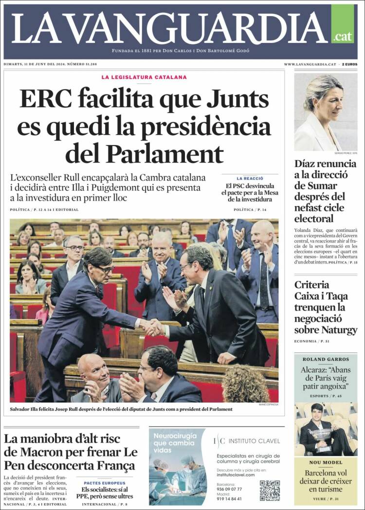 Portada de La Vanguardia (Espa&ntilde;a)