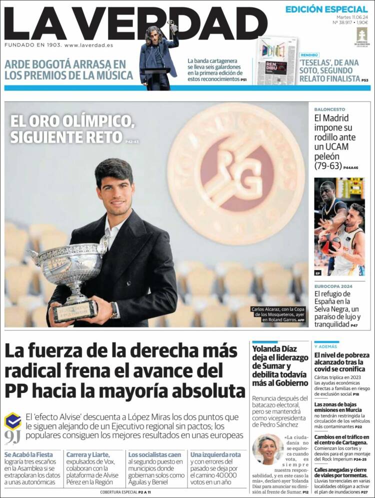 Portada de La Verdad de Murcia (Espa&ntilde;a)