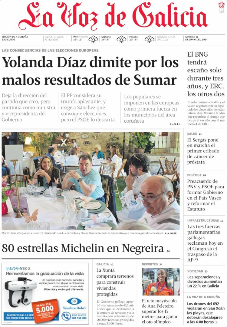 Portada de La Voz de Galicia (Espa&ntilde;a)