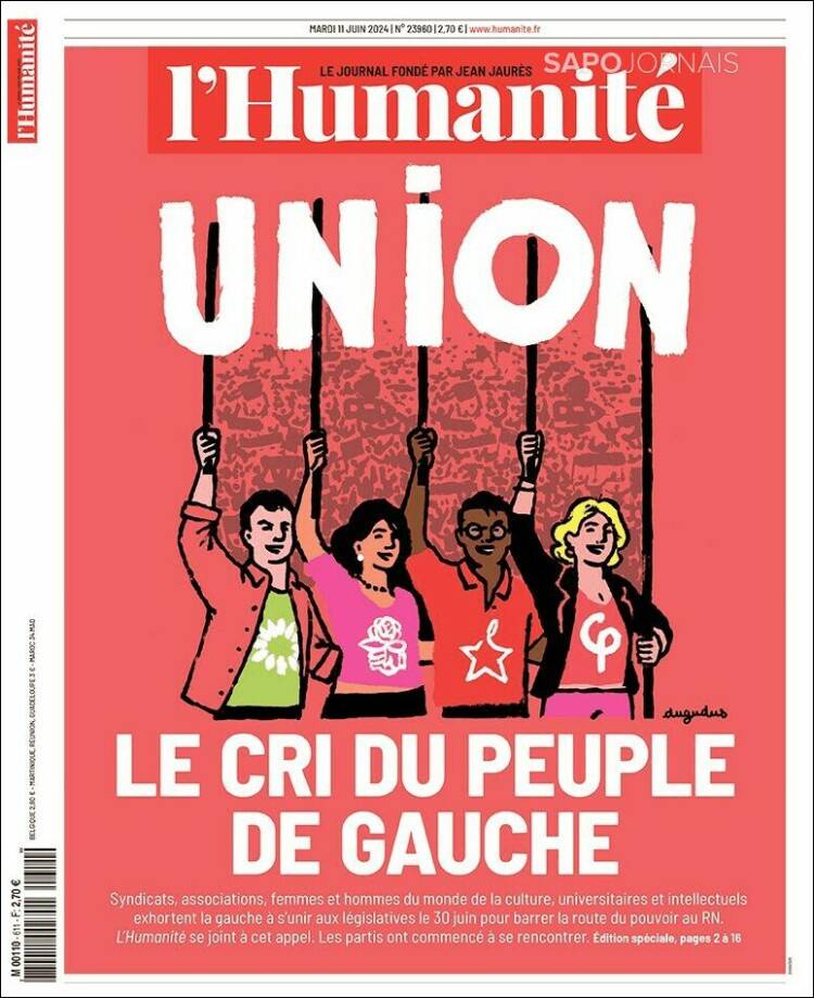 Portada de l'Humanite (Francia)