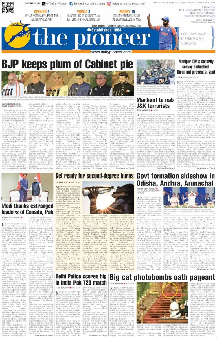 Portada de The Pioneer (India)