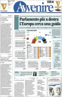 Portada de Avvenire (Italia)
